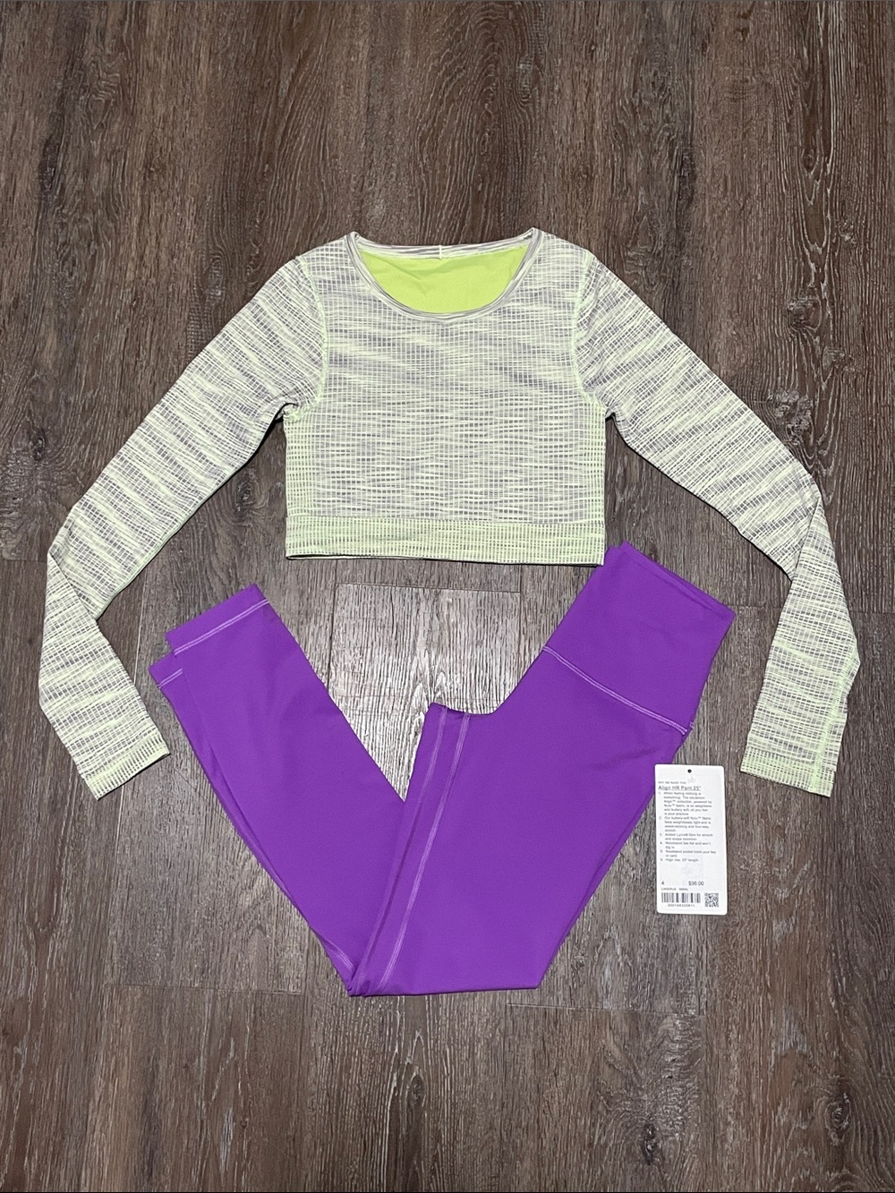 NWT/EUC Lululemon Matching Moonlight Magenta/Faded Zap Set. Size 4